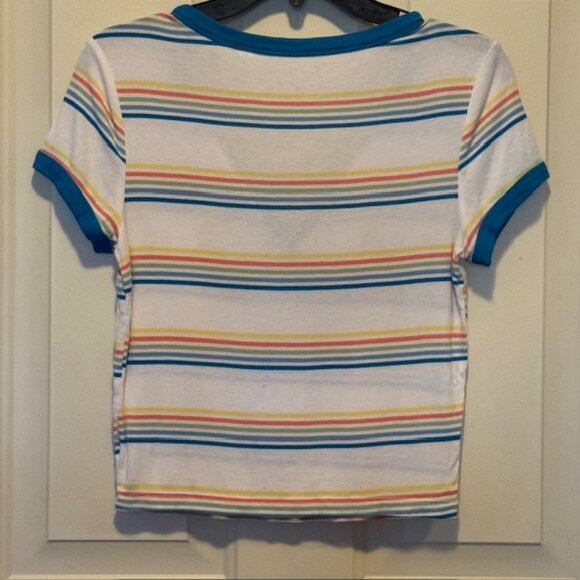 PS Basics PacSun Striped V-neck Shirt Top sz M - Picture 3 of 7
